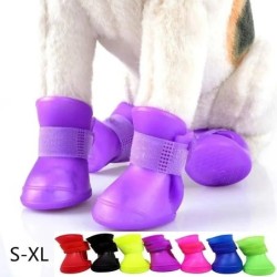 4 Stück wasserdichte Regenschuhe für Haustiere, rutschfeste Gummistiefel für kleine, mittelgroße und große Hunde, Katzen, Out