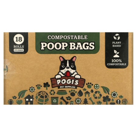 Pogi's Pet Supplies, Kompostierbare Katzenstreubeutel, 18 Rollen, 270 Beutel