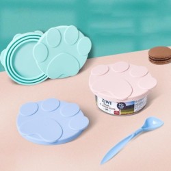 Tragbare Silikon Hund Katze Dosen Deckel 2-in-1Food Sealer Löffel Tiernahrung Abdeckung Lagerung Frischhalten Deckel Schüssel
