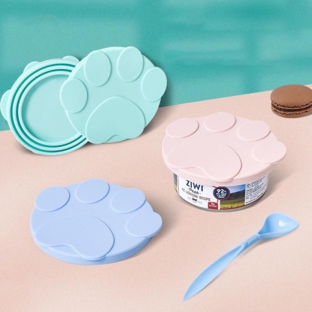 Tragbare Silikon Hund Katze Dosen Deckel 2-in-1Food Sealer Löffel Tiernahrung Abdeckung Lagerung Frischhalten Deckel Schüssel