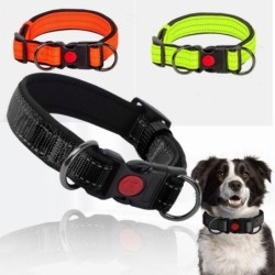 Reflektierendes, gepolstertes Hundehalsband, langlebig, robust, mit Doppel-D-Ring, Sicherheitshalsbänder aus Nylon für Hausti