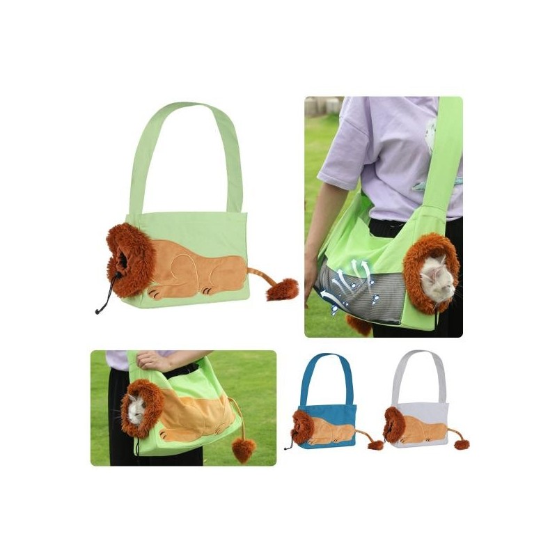 Pet Out Umhängetasche, Löwenförmiger Showkopf, Canvas, Katzentragetasche, Tragetasche für Haustiere im Freien, Reisetasche fü