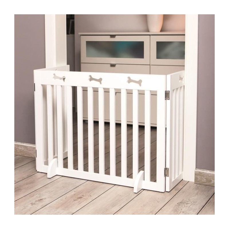 TRIXIE Verstellbares Schutzgitter - 3-teilig - 60/160 x 61 cm - Weiß - Für Hunde
