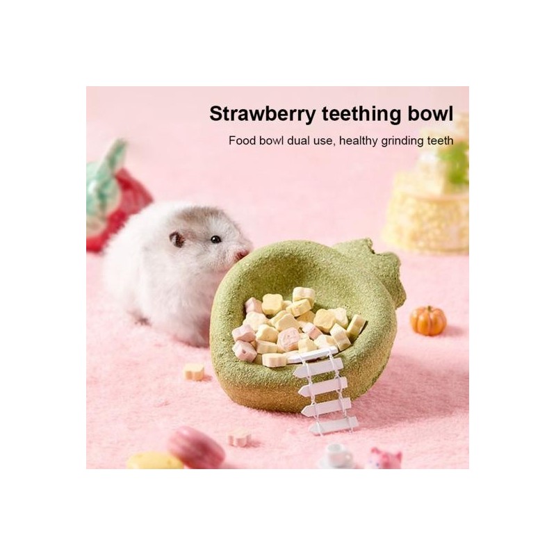 Hamster-Kaunapf-Spielzeug, natürliche Kaninchen-Leckerlis, Kauspielzeug, Erdbeer-Design, essbare Schalen, Meerschweinchen-Fut
