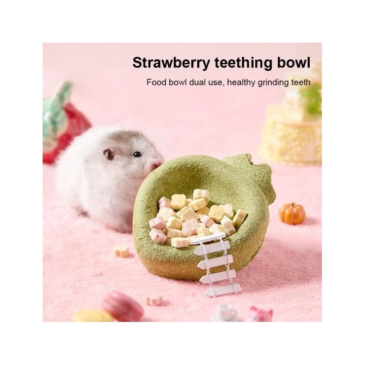 Hamster-Kaunapf-Spielzeug, natürliche Kaninchen-Leckerlis, Kauspielzeug, Erdbeer-Design, essbare Schalen, Meerschweinchen-Fut