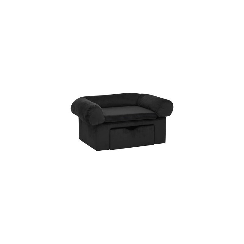 VidaXL Hundesofa Plüsch mit Schublade 75x50x38cm schwarz