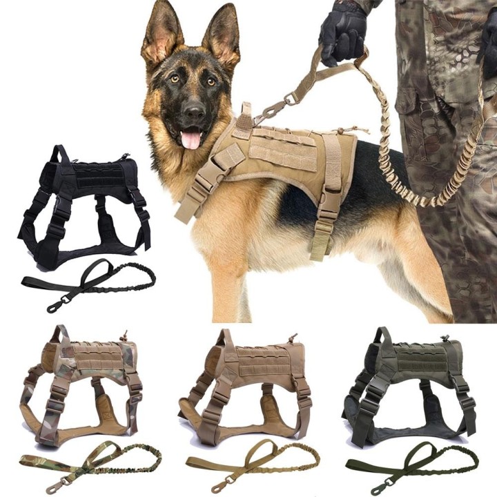 Taktische Hundegeschirre, Trainingsweste für Haustiere, Militär-Hundegeschirr, Leine, Halsband für kleine, mittelgroße und gr