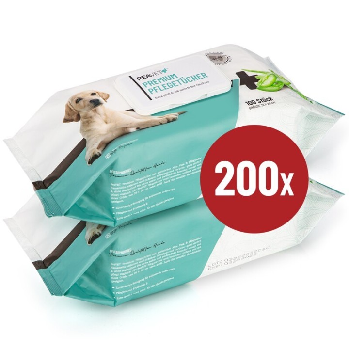 REAVET Premium Pflegetücher 2 x 100 Stück | Big Pack