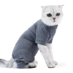 Haustier-Erholungsanzug für vier Beine, Bauchwundenjacke für Katzen X-Small grau