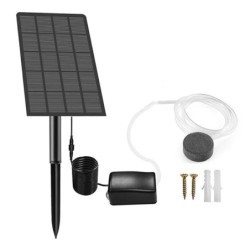 Solar-Luftpumpe, Sauerstoffgenerator, Aquarium-Teichbelüfter mit Luftschlauch und Sprudelstein für Fische im Freien schwarz