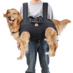 Rucksackträger für große Hunde Ganzkörper-Hundetrage mit Griff Hundeliftgeschirr mit Reflektor 3XL schwarz