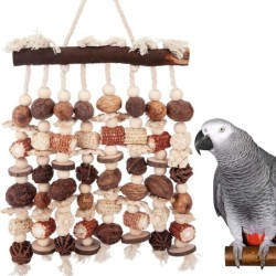 Großes Kauspielzeug für Papageien, farbiges Vogelkäfigspielzeug aus Holz, natürliche Maisnüsse, Papageienspielzeug für Graupa