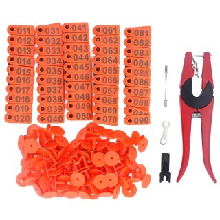 100 Sets Vieh Ohr Tag Kit Anzahl Tier Ohr Tag mit Applikator für Rinder Pferd Schwein Schafe