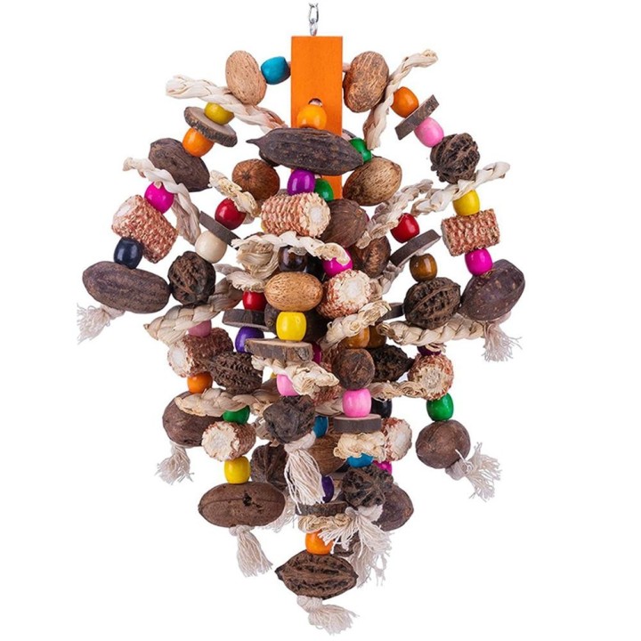 Kauspielzeug für große Papageien, Vogelkäfigspielzeug aus Holz, natürliche Nüsse, Mais, Papageienspielzeug für Graupapageien,