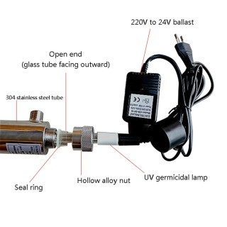 220 V 12 W Edelstahl UV-Wasserreiniger Sterilisatoren Aquarium Direktes Trinkwasser EU Plug