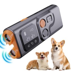 Geräte zur Kontrolle des Hundegebells, Ultraschall-Antibell-Abschreckung mit wiederaufladbarer LED-Taschenlampe schwarz