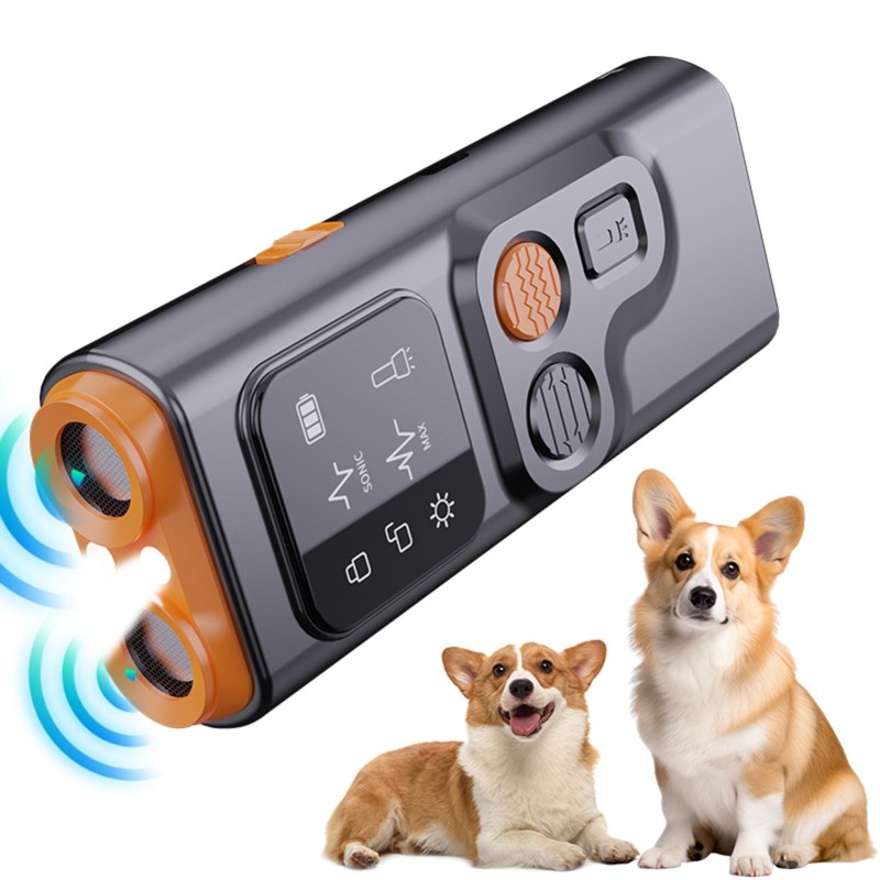 Geräte zur Kontrolle des Hundegebells, Ultraschall-Antibell-Abschreckung mit wiederaufladbarer LED-Taschenlampe schwarz