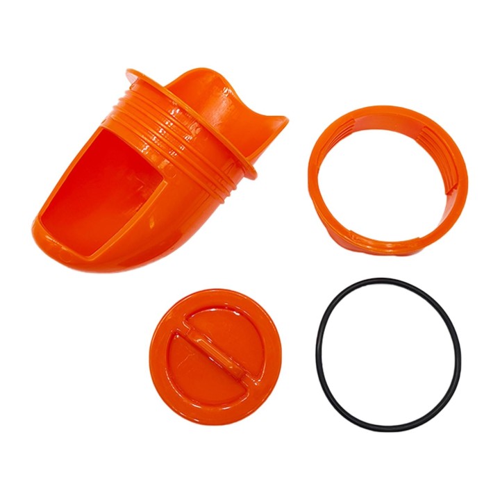 DIY-Hühnerfutterautomat-Set, 6 Anschlüsse, automatischer Geflügelfutterspender mit 6 Stopfen und 1 Lochsäge, kein Abfall oran