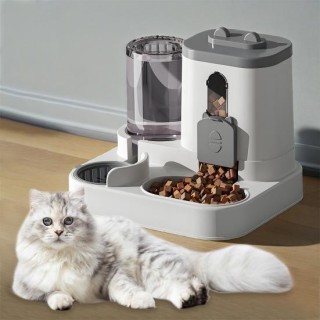 2-in-1-Futter- und Wasserspender für Haustiere, automatisches Trockenfutter- und Wasserspender-Set für kleine und mittelgroße