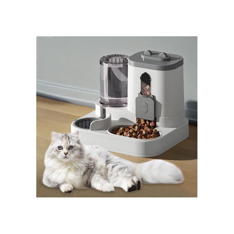 2-in-1-Futter- und Wasserspender für Haustiere, automatisches Trockenfutter- und Wasserspender-Set für kleine und mittelgroße