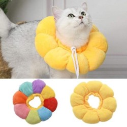 Genesungshalsband für Katzen, Sonnenblumenform, weicher, gefüllter Halskegel, verstellbar, Anti-Biss-Leck-Schutz, Wundheilung