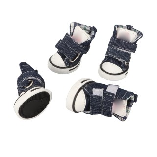 4 stücke Leinwand Welpen Schuhe Stilvolle Nette Slip Widerstand Atmungsaktiv Komfortable Haustier Pfote Schutz für Number 2