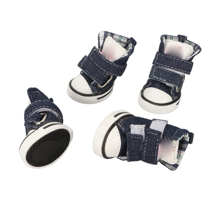 4 stücke Leinwand Welpen Schuhe Stilvolle Nette Slip Widerstand Atmungsaktiv Komfortable Haustier Pfote Schutz für Number 2