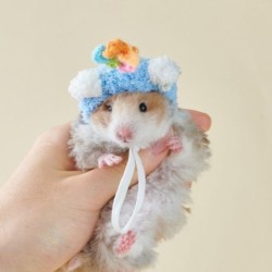 Niedliche dekorative Wollmütze für Hamster, weich, atmungsaktiv, gehäkelt, gestrickt, für Hamster, verstellbar, Mini-Haustier