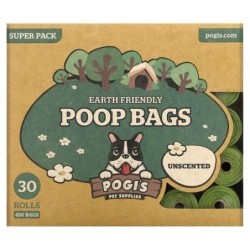 Pogi's Pet Supplies, umweltfreundliche Katzenstreubeutel, geruchsneutral, 30 Rollen, 450 Beutel