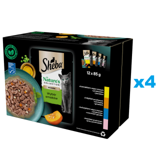 SHEBA Nature’s Collection 48x85 g: Nassfutter mit Huhn, Truthahn, Thunfisch und Lachs für Katzen