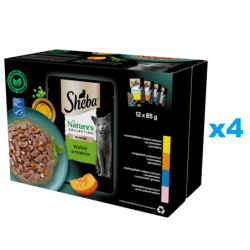 SHEBA Nature’s Collection 48x85 g: Nassfutter mit Huhn, Truthahn, Thunfisch und Lachs für Katzen