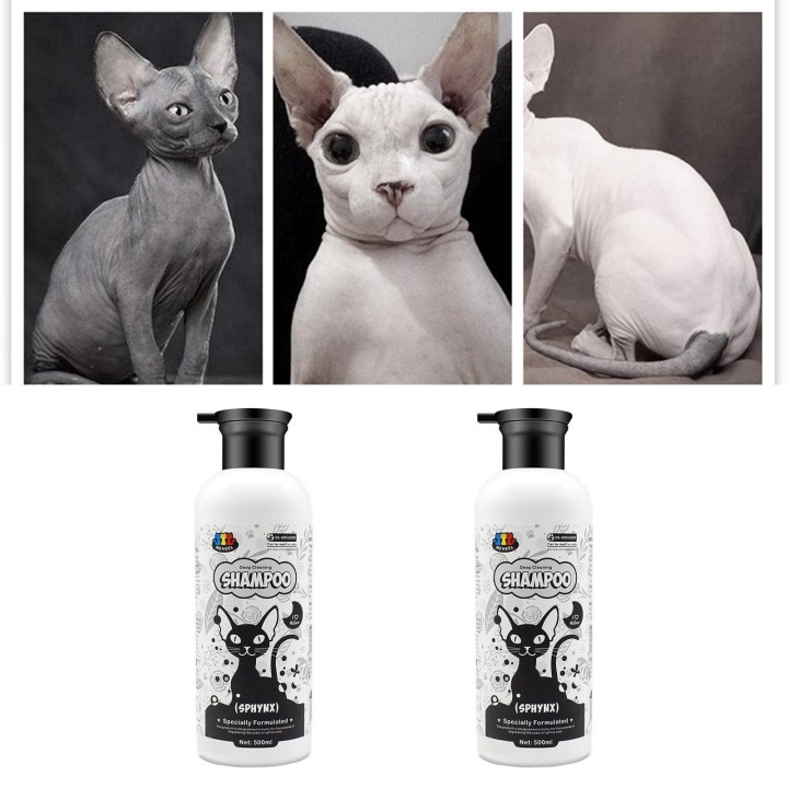Tiefenreinigendes Katzenshampoo, 500 ml. Halten Sie Ihre Haustiere sauber und gesund. Mildes Pflege-Duschgel für Sphynx-Katze