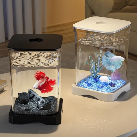 4K High-Definition-Desktop-Aquarium, Acryl-Aquarium, abnehmbar, transparent, kleines Aquarium, Mehrzweck-Amphibien-Futterbox