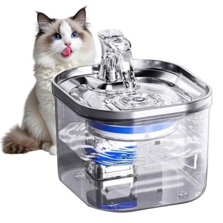 2L Katzentrinkbrunnen Leiser Edelstahl-Trinkbrunnen für Haustiere mit Filter Automatischer Katzenwasserspendernapf für Hauska