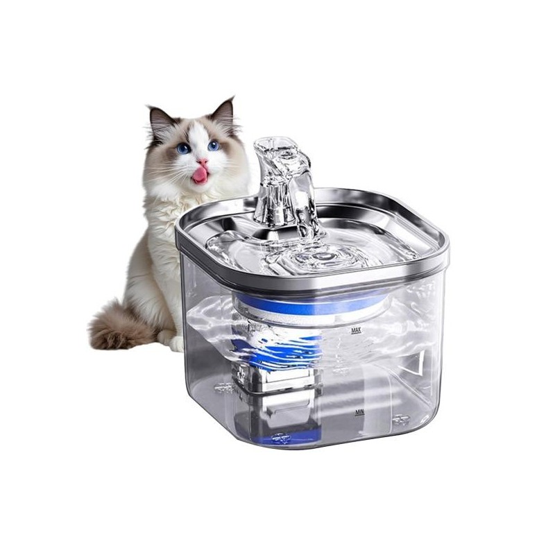 2L Katzentrinkbrunnen Leiser Edelstahl-Trinkbrunnen für Haustiere mit Filter Automatischer Katzenwasserspendernapf für Hauska