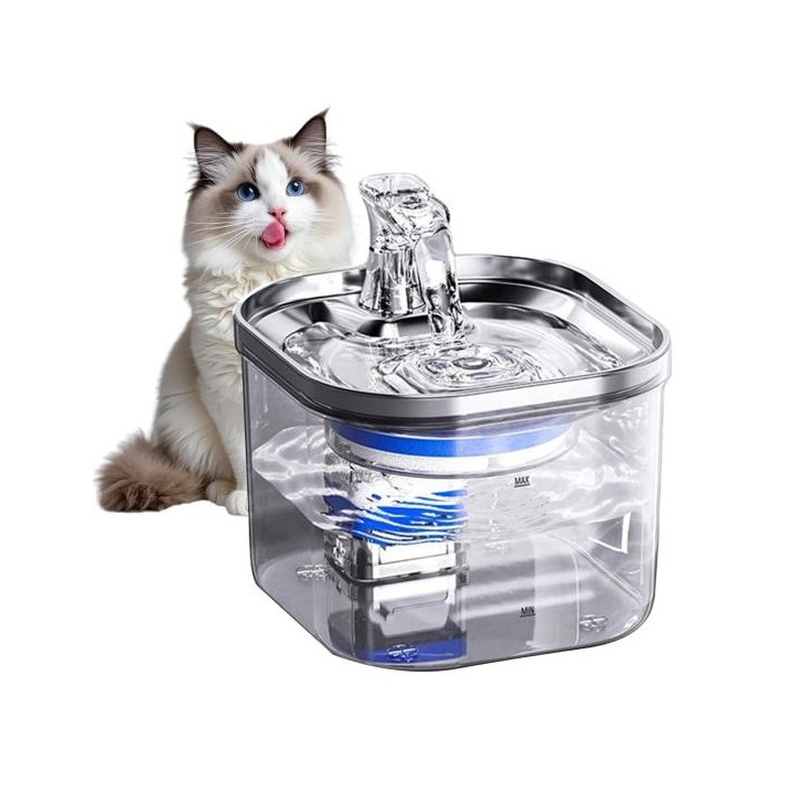 2L Katzentrinkbrunnen Leiser Edelstahl-Trinkbrunnen für Haustiere mit Filter Automatischer Katzenwasserspendernapf für Hauska