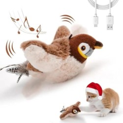 Heimtierbedarf Spatz Kleines Spielzeug Vogelruf Simulation Vogel Katzenjagdspielzeug Automatisches Katzenspielzeug braun