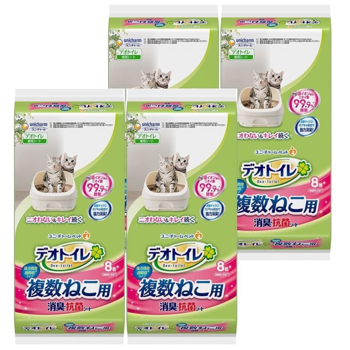Deo Toilet 1-Wochen-Tuch für mehrere Katzen 8 Tücher x 4 Stück desodorierend/antibakteriell