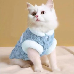 Winterkleidung für Katzen und Hunde mit Schnalle, süßer Bärendruck, Plüschpullover für kleine Hunde, Zwergspitz, Chihuahua, W