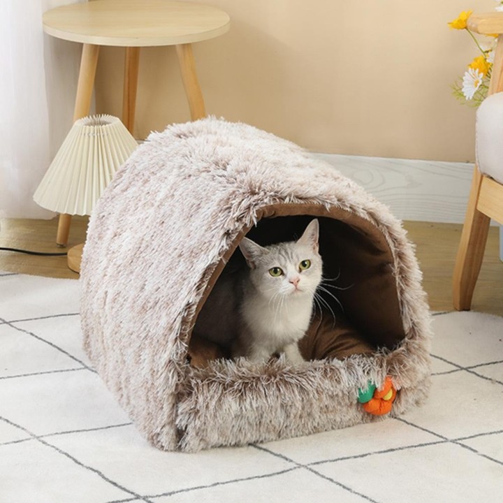 Four Seasons General Pet Litter Halbgeschlossene Katzenstreu Plus Warm Pet House Hundestreu Komprimierbares Katzenbett 40*40C