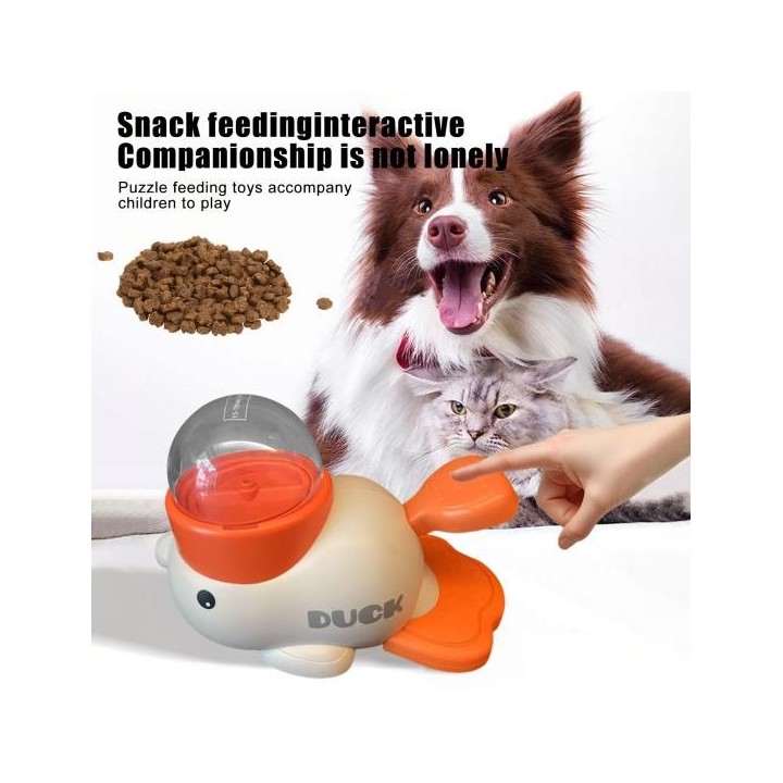 Interaktiver 2-in-1-Futterspender für Hunde mit langsamer Fütterung, Puzzle-Spielzeug in Entenform, Futterausgabespielzeug, W
