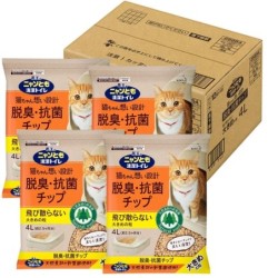 Kao Nyan Tomo Clean Toilettenchips, große Körnung, 4 l x 4 Stück im System, desodorierend/antibakteriell (Verkaufter Fall) [F