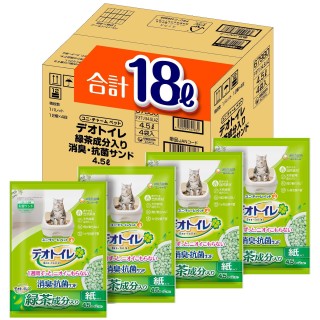 Natürliches Deo, enthält grünen Tee, desodorierend und antibakteriell, 18 l x 4 Systemtoilette für Katzen [brennbare Material