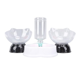 Katzenfutter- und Wassernapf-Set, Nackenschutz, 3-in-1, doppelter Katzenfutternapf und automatischer Wasserspender