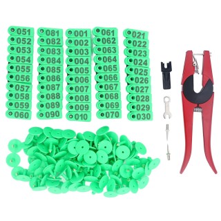 100 Sets Vieh Ohr Tag Kit Anzahl Tier Ohr Tag mit Applikator für Rinder Pferd Schwein Schafe