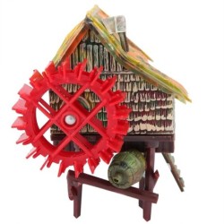 Aquarium Landschaftsgestaltung Dekoration Pneumatische belüftete Wasserradhütte(Kleiner Wasserwagen)
