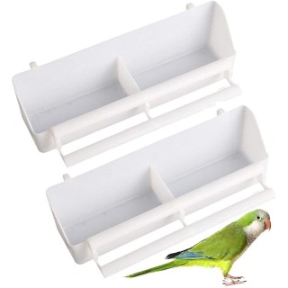 2PCS Kunststoff Vogel Fütterung Schüssel Doppel Vogel Käfig Wasser Lebensmittel Feeder Caged Platte Vogel Feeder Wasser