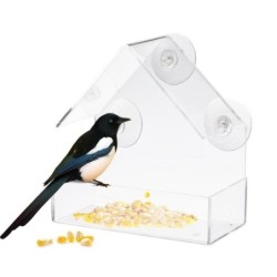 Vogelfutterspender aus klarem Glasfenster, Vogelfutterspender aus klarem Acrylglasfenster