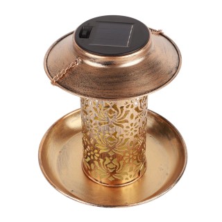 Solar-Vogelfutterspender, robustes Metall, zum Aufhängen, mit Licht, Landschaftslampe für Garten und Hof