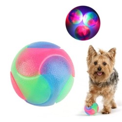 Leuchtender elastischer Hundeball, Gummi-Hundebissball, blinkendes interaktives Haustierspielzeug